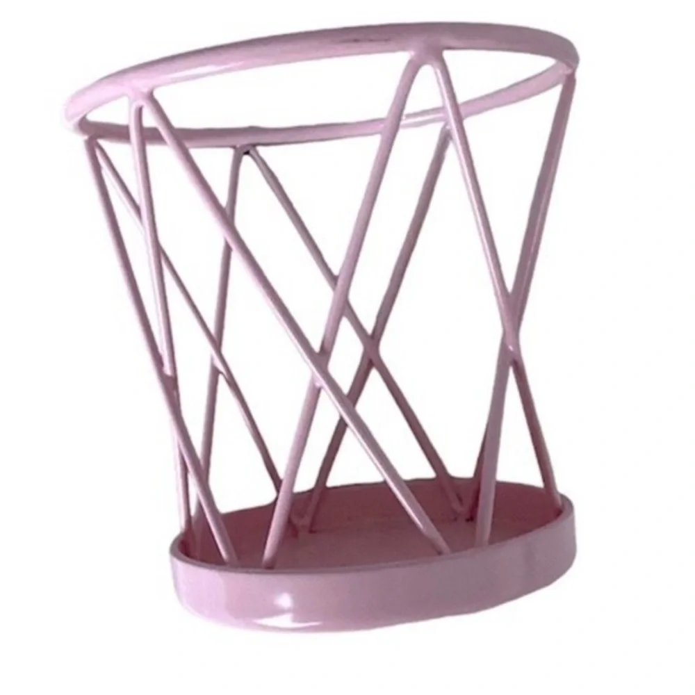 Pink Metal Geometric Makeup Brush Holder Organizer